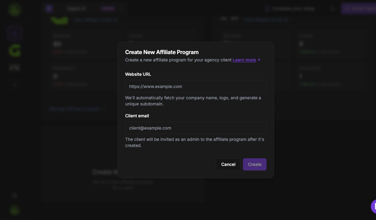 Brand programme setup: website and client email